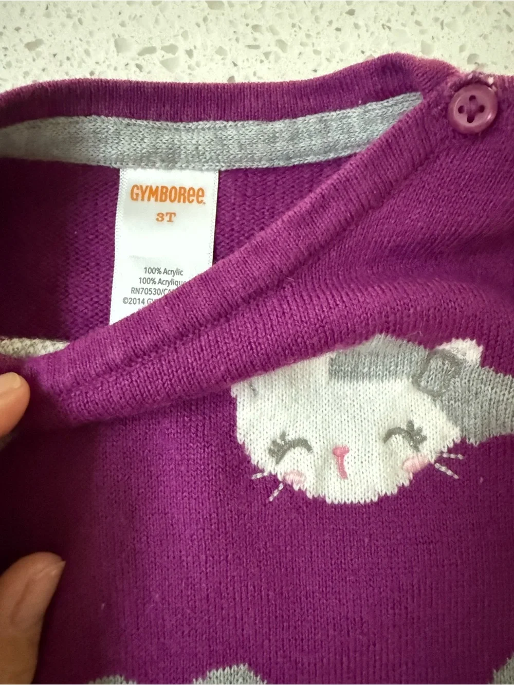 Gymboree Girls' Purple Heart & Cat Knit Dress